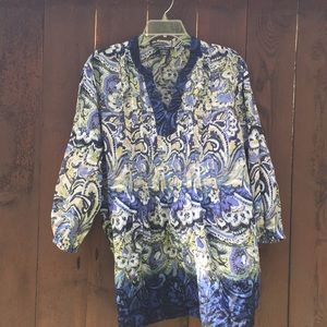 Style &Co boho blue paisley tunic size L